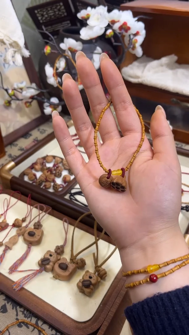 手串桃核【桃缘行】竹节「葫芦福气莲莲」桃核辟、挡、驱、护 备注手围