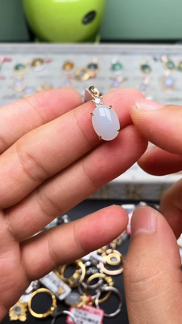 银S925镶嵌戒指翡翠天然翡翠支持复检22   5-10