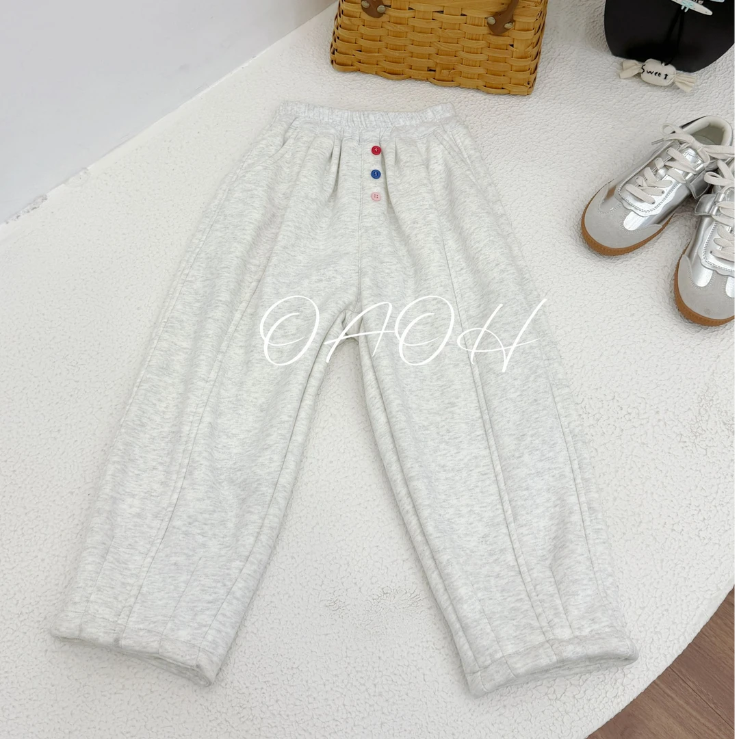 OAOH卡通女中大童时尚休闲加绒裤子洋气夹棉外套运动裤子K1C9235