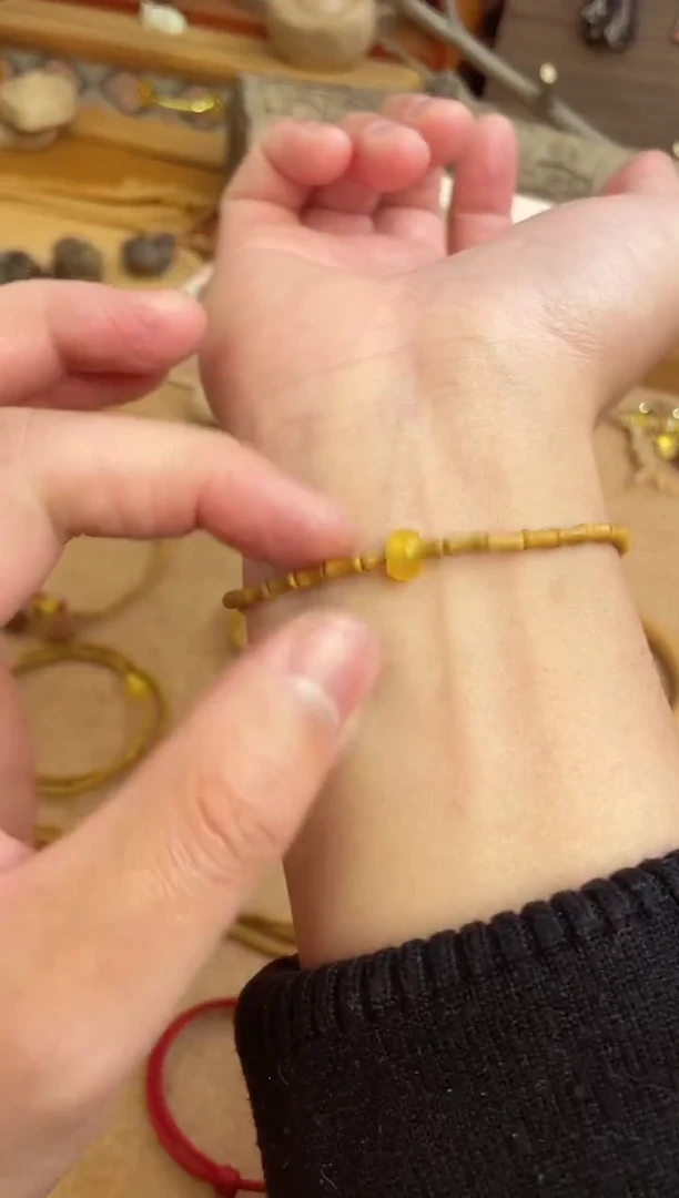 竹节手串一物一拍加黄水晶跑环单圈