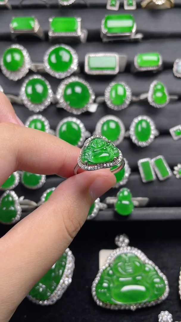 银S925镶嵌戒指翡翠翡翠