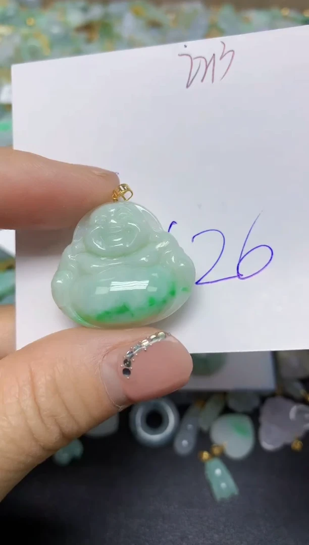 【闪购商品】翡翠挂件18K金镶嵌 天然翡翠A货