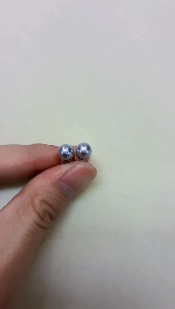 银S925镶嵌DA海水珍珠耳饰7-8 ss203