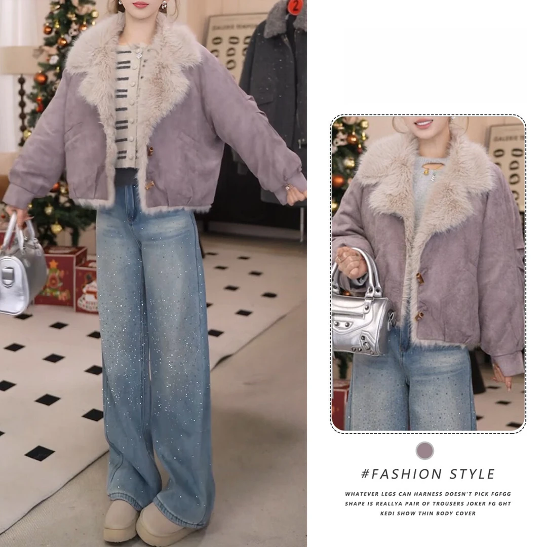 慵懒风加绒加厚保暖短外套2025秋冬款高级感松弛版型日常温柔穿搭