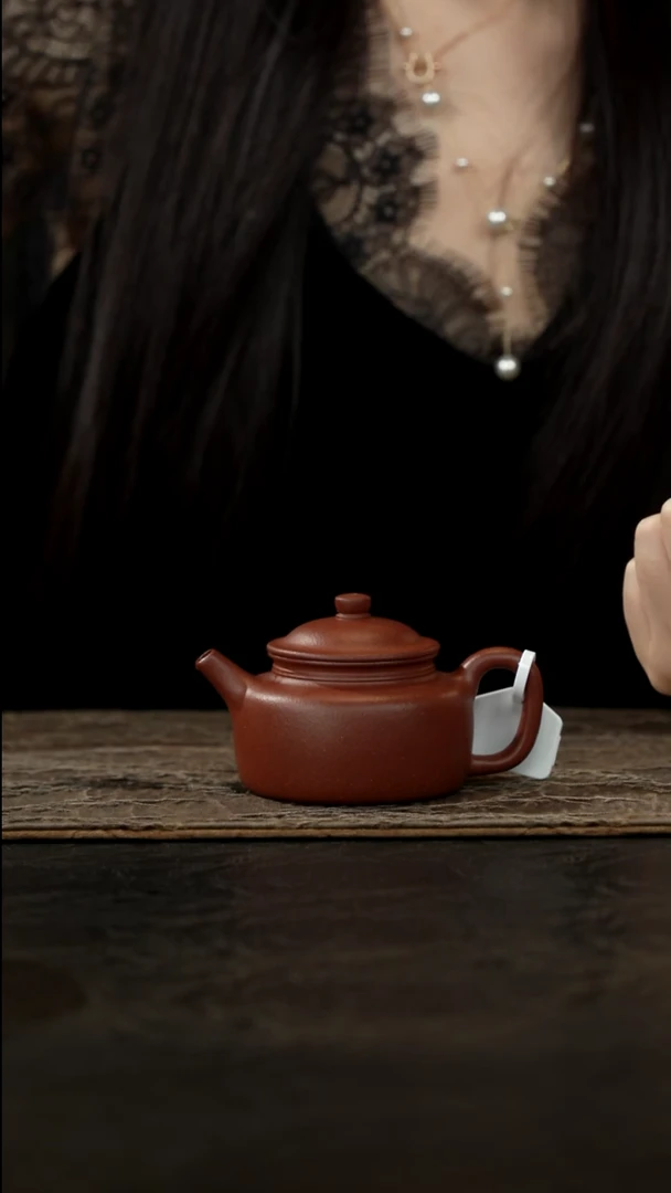 茶壶紫砂笠帽德钟壶桃花紫泥120cc