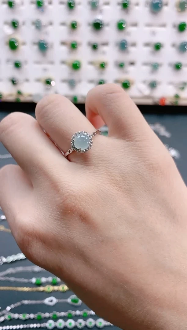 【闪购商品】翡翠戒指银S925镶嵌天然翡翠