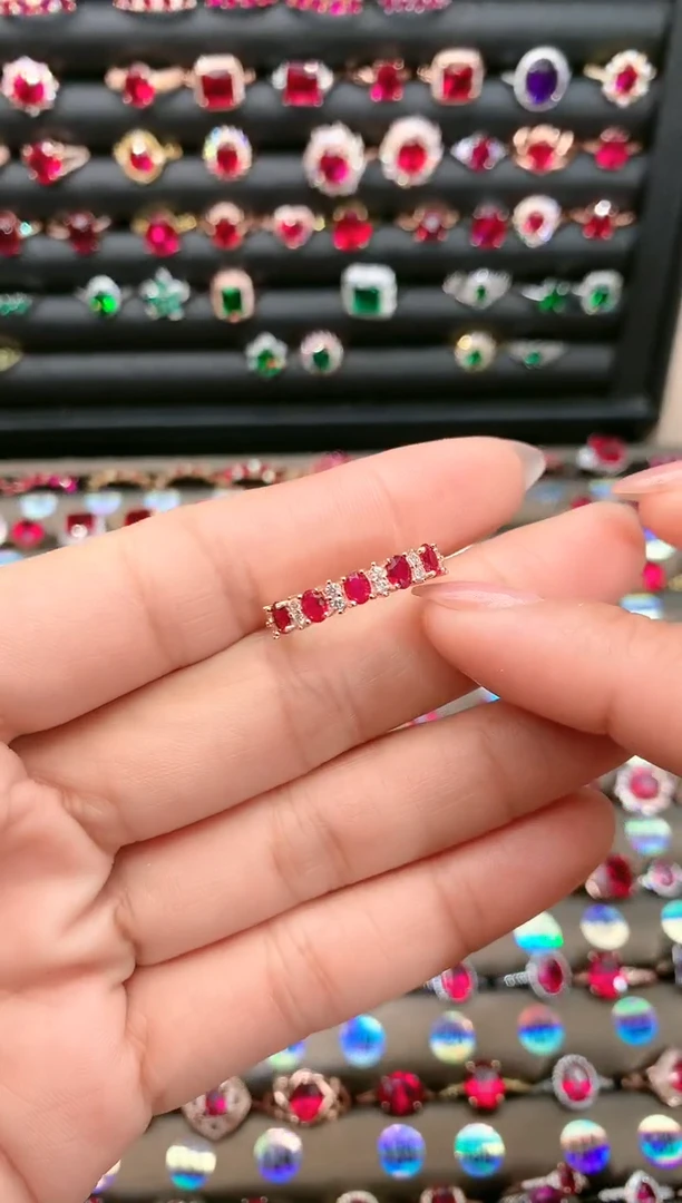 【闪购商品】红宝石戒指银S925镶嵌玫瑰金