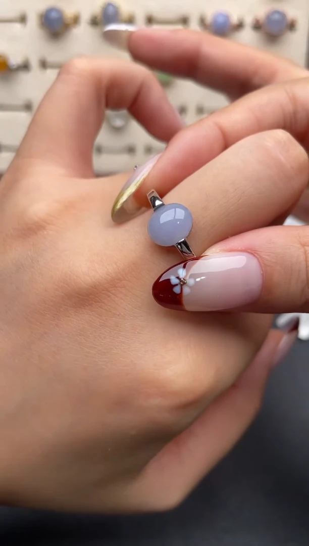 银S925镶嵌戒指翡翠一物一证一礼盒