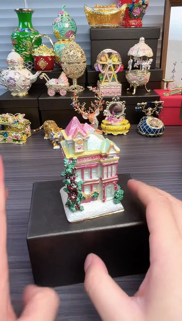 摆件七宝烧首饰盒     别墅