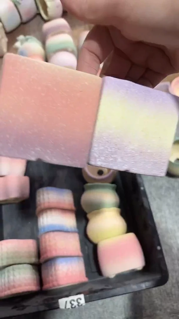 麦饭石粗陶多肉花盆口径两个（一个微瑕）