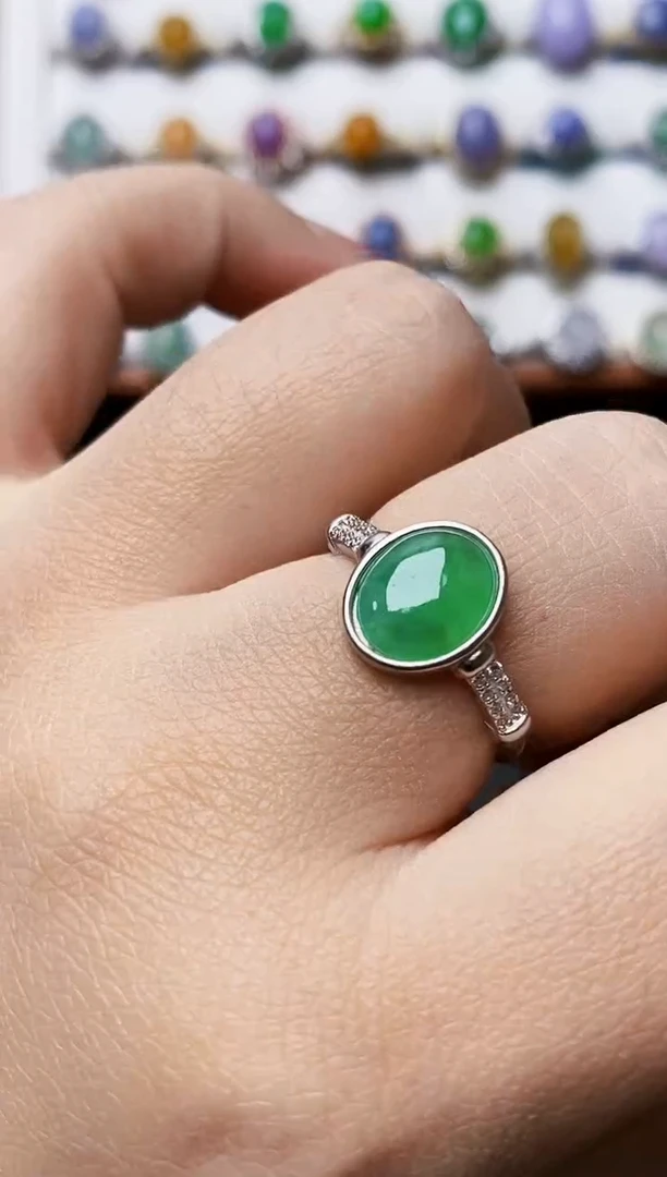 银S925镶嵌戒指翡翠1313