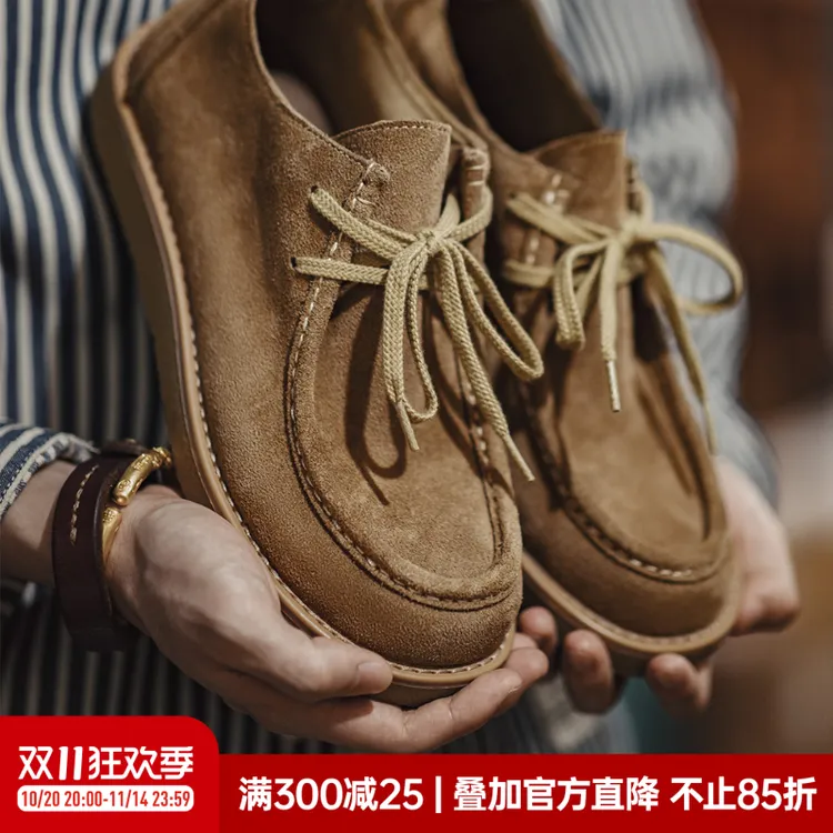 马登莫卡辛袋鼠鞋男鞋男士美拉德复古休闲乐福鞋软底百搭真皮鞋