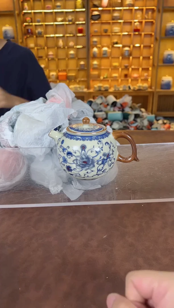 瓷片鸣盏居11111111缠枝莲茶壶