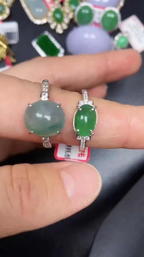 银S925镶嵌戒指翡翠1200