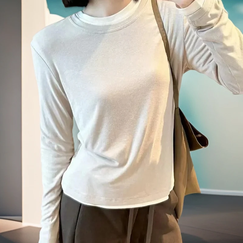 女生长袖打底针织衫白色（以直播间展示为准）