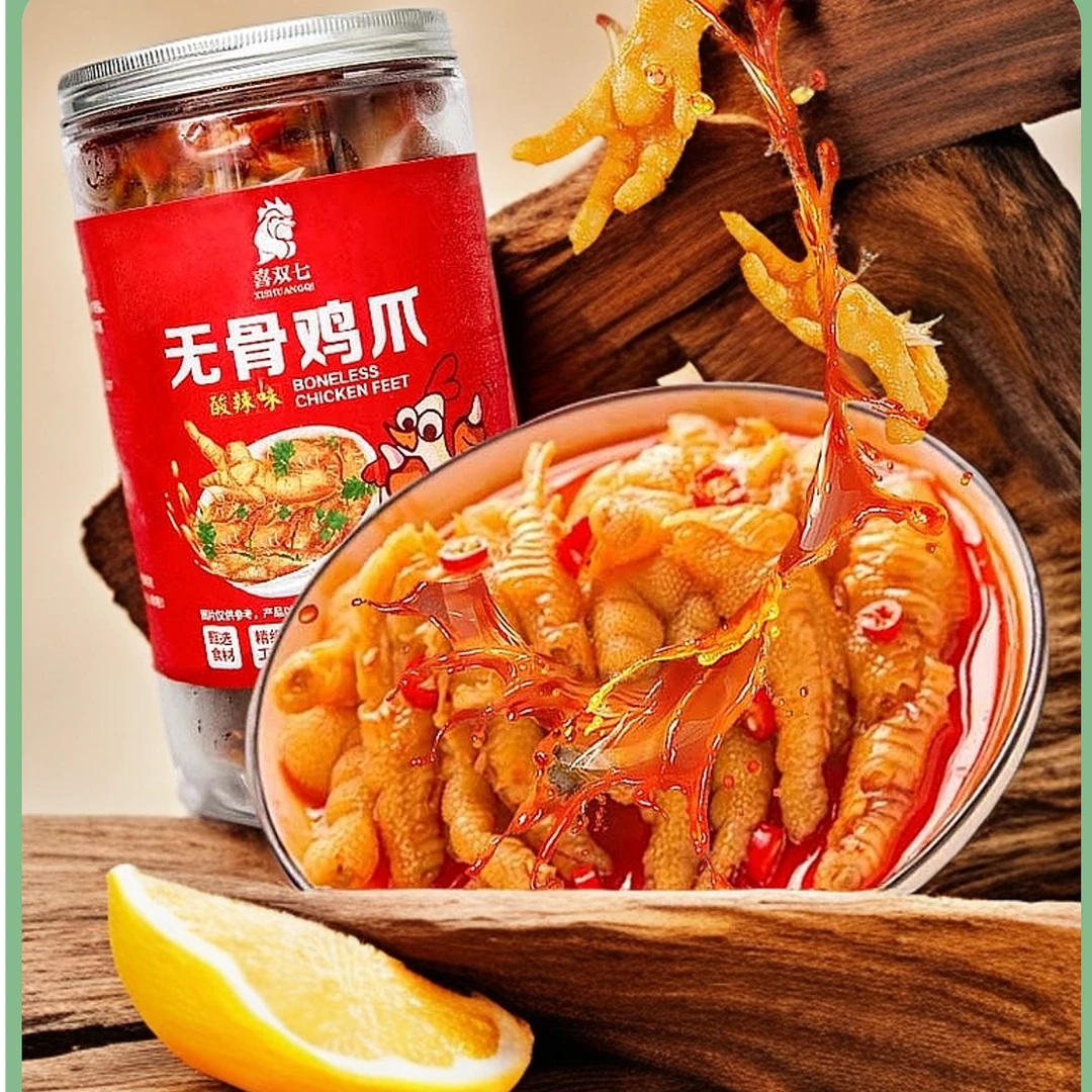 【工厂直销】喜双七酸辣无骨鸡爪追剧小零食顺丰冷链包邮1