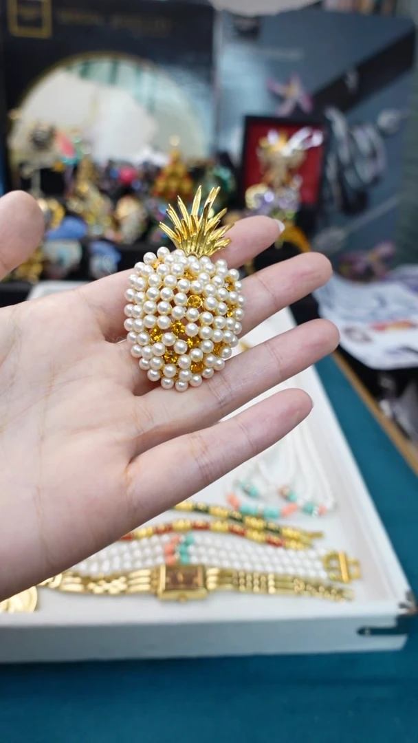 大理石铁合金手****6珠珠菠萝