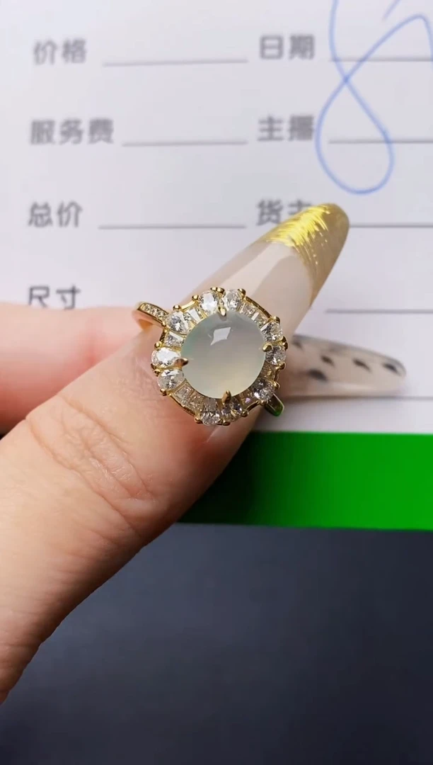 银S925镶嵌戒指翡翠3681