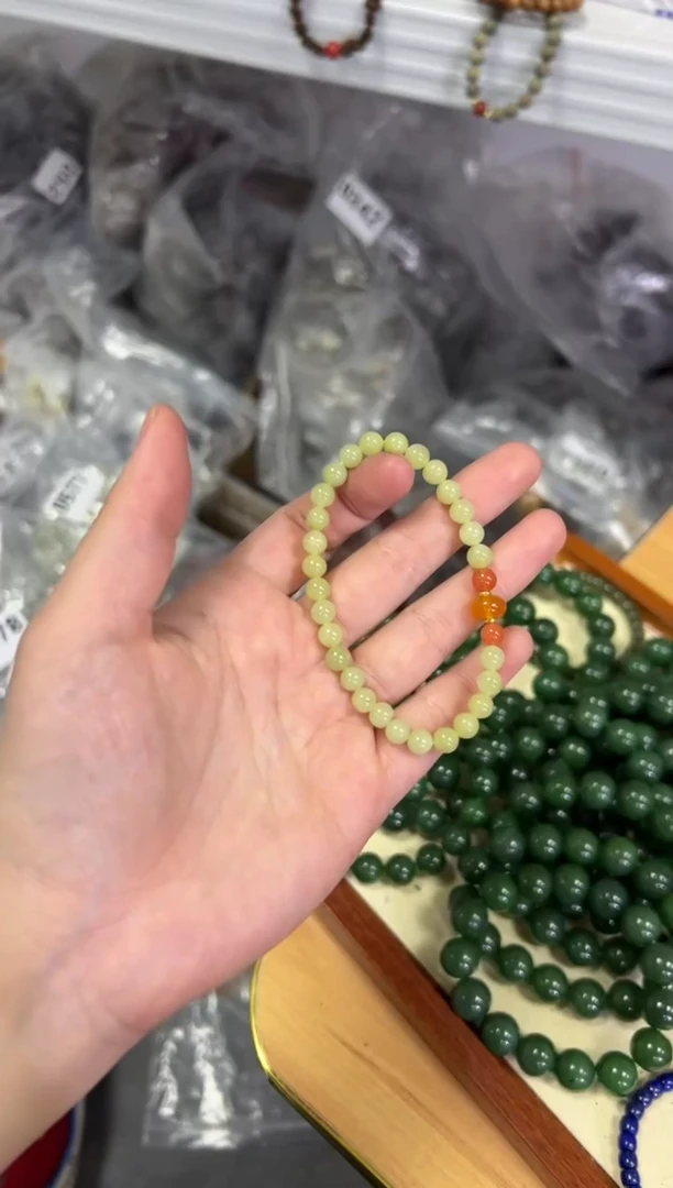 【闪购商品】和田玉手链未镶嵌和田玉黄口蜜蜡珠手链[0619]
