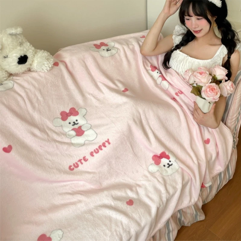 秋冬牛奶绒毛毯2025新款ins少女奶油系多功能盖毯双面牛奶绒毯子