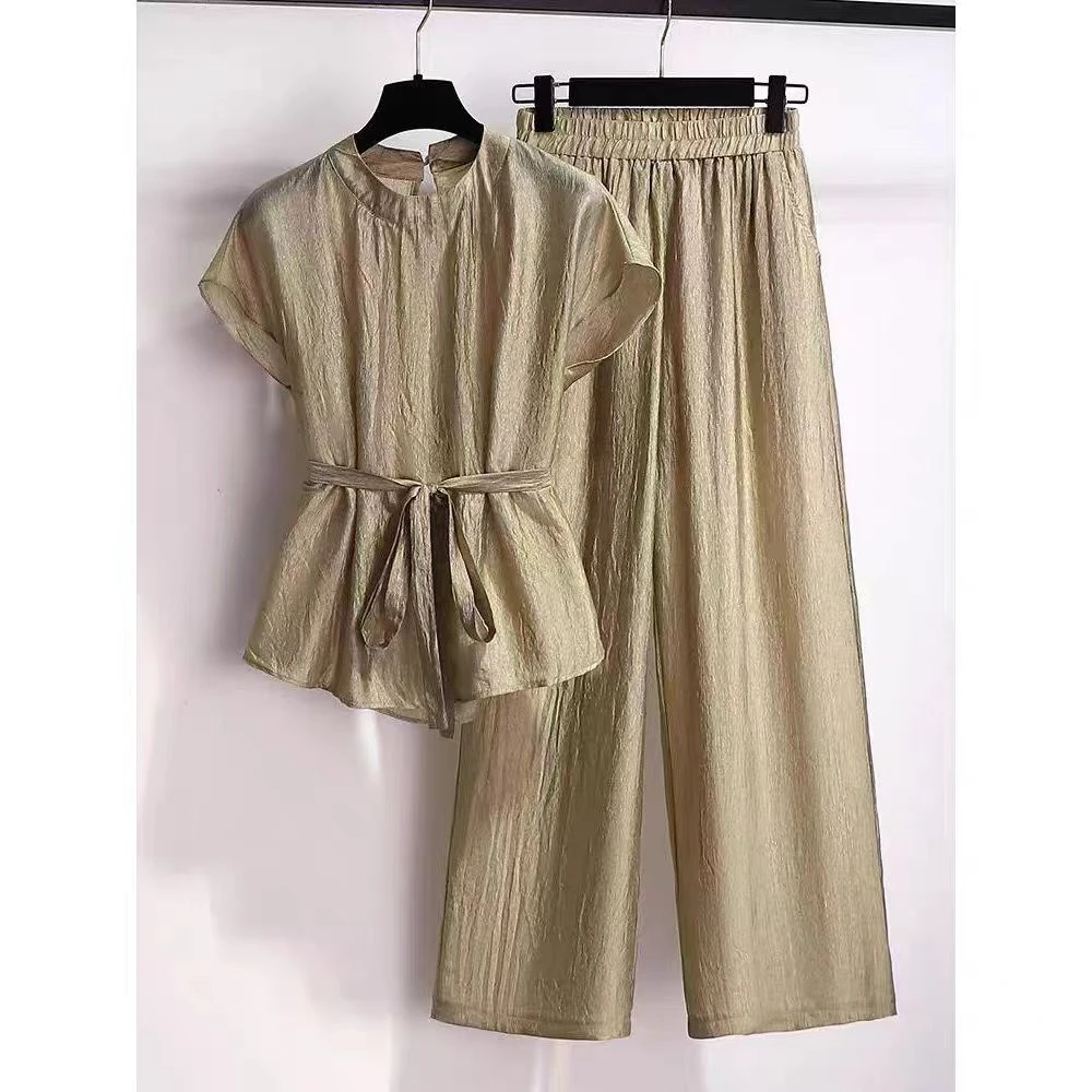 休闲风上衣时尚套装气质风显瘦薄款短袖时尚夏季夏装