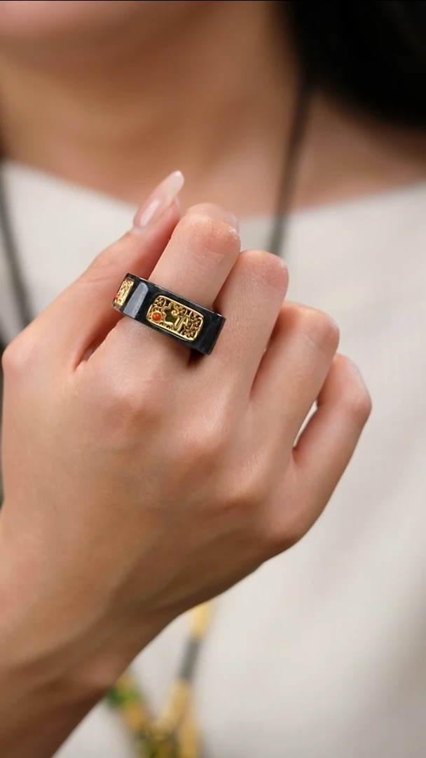 银S925镀金镶嵌戒指翡翠戒指2