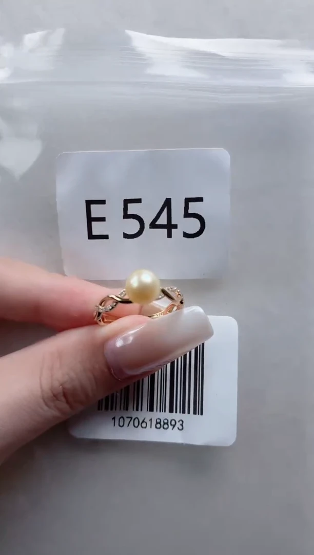 银S925镶嵌戒指海水珍珠e545