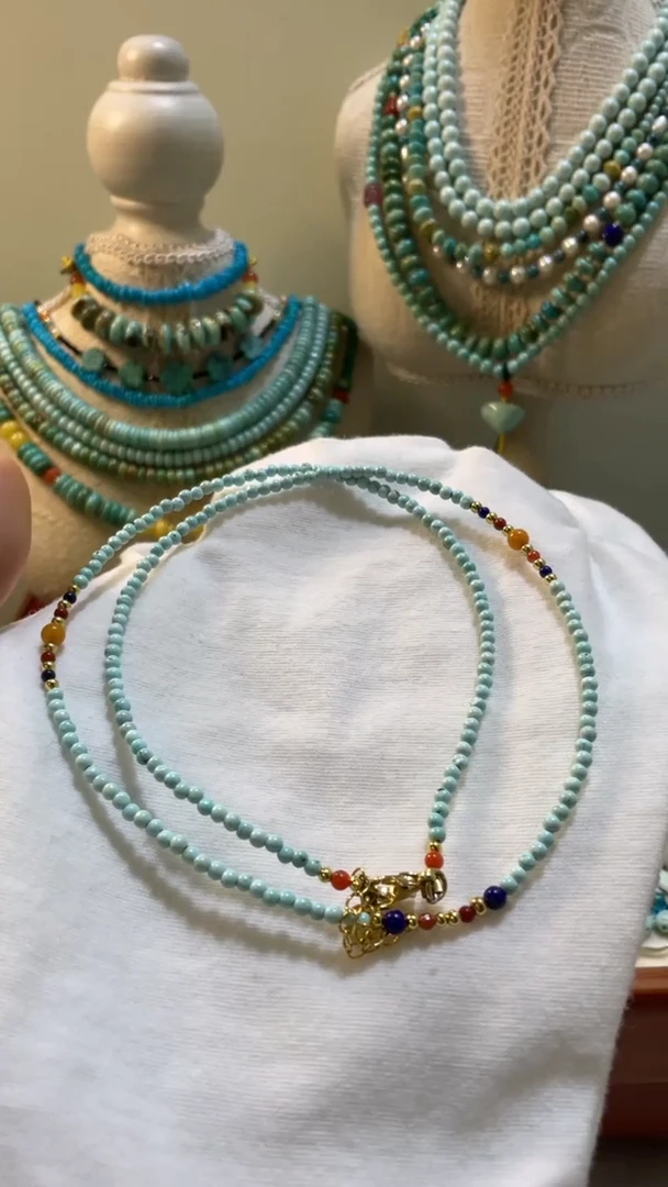 未镶嵌绿松石珠宝半成品2.3mm中长款项链