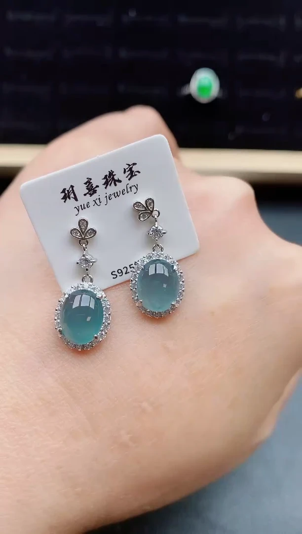 【闪购商品】翡翠耳饰银S925镶嵌50800