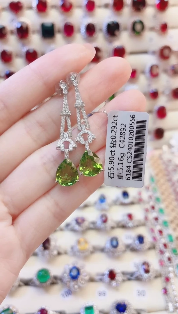 18K金镶嵌耳钉碧玺1