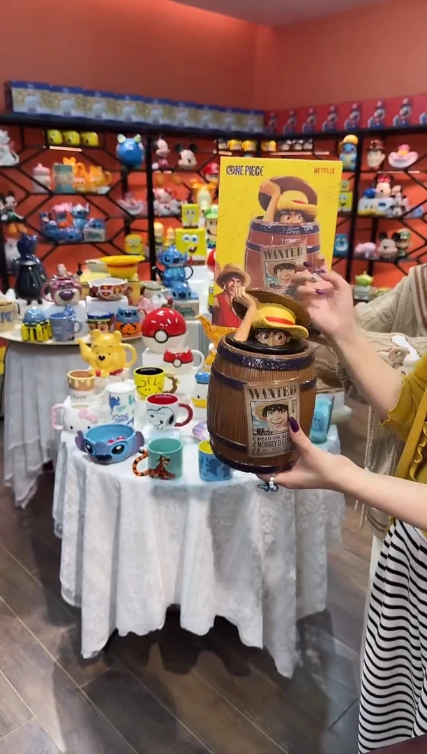 瓷片@@海贼王木桶路飞陶瓷储物罐