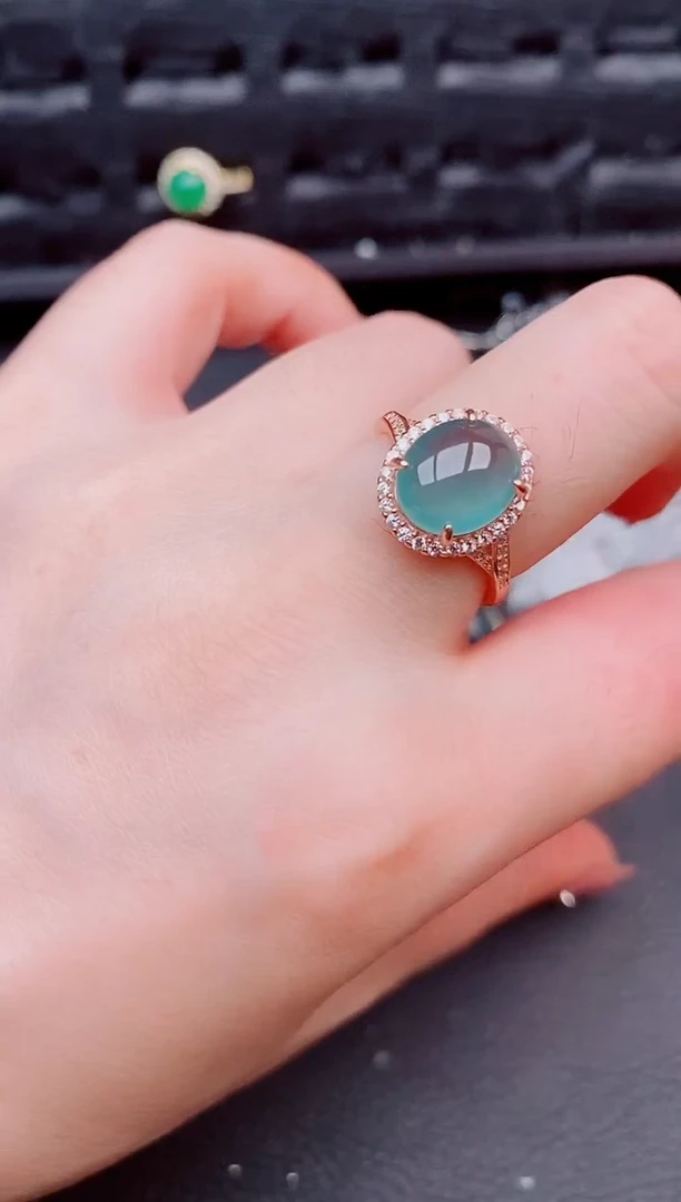 翡翠戒指银S925镶嵌天然a货翡翠258