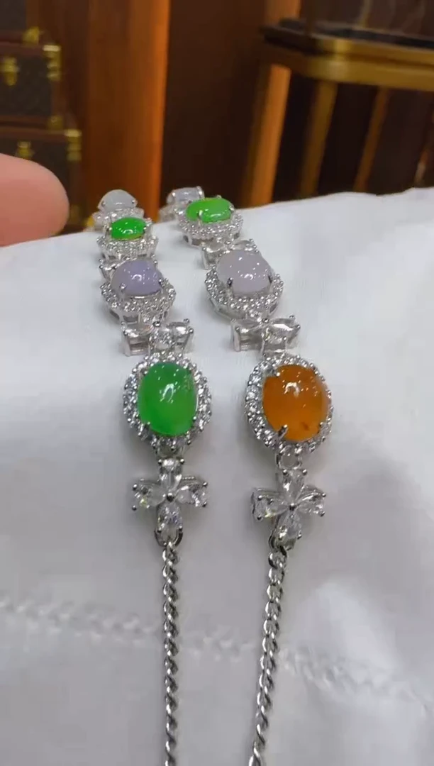 银S925镶嵌手链翡翠多样性团购发一件