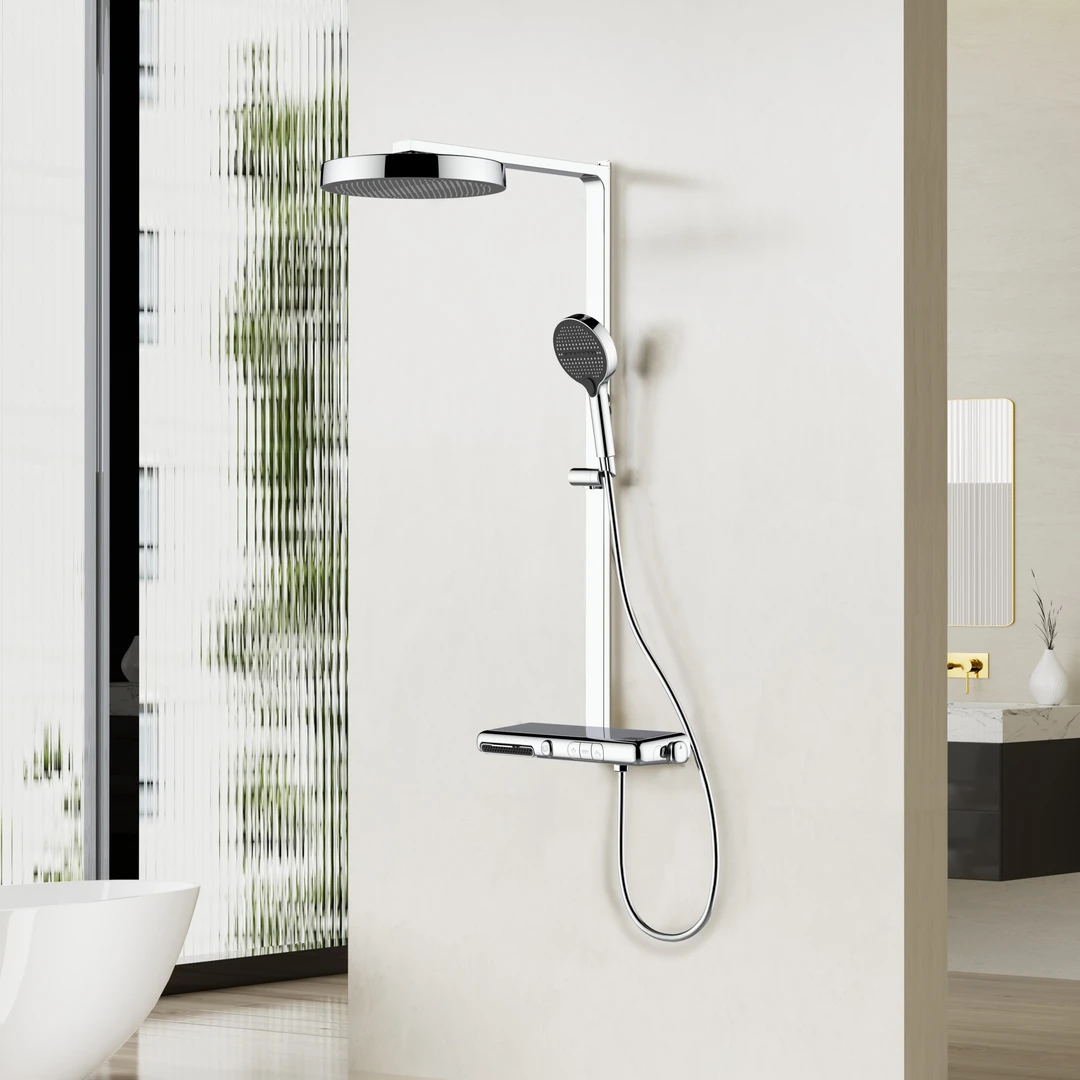 东格淋浴花洒套装置物架方杆浴室套装卫生间电镀淋浴器HM-0236