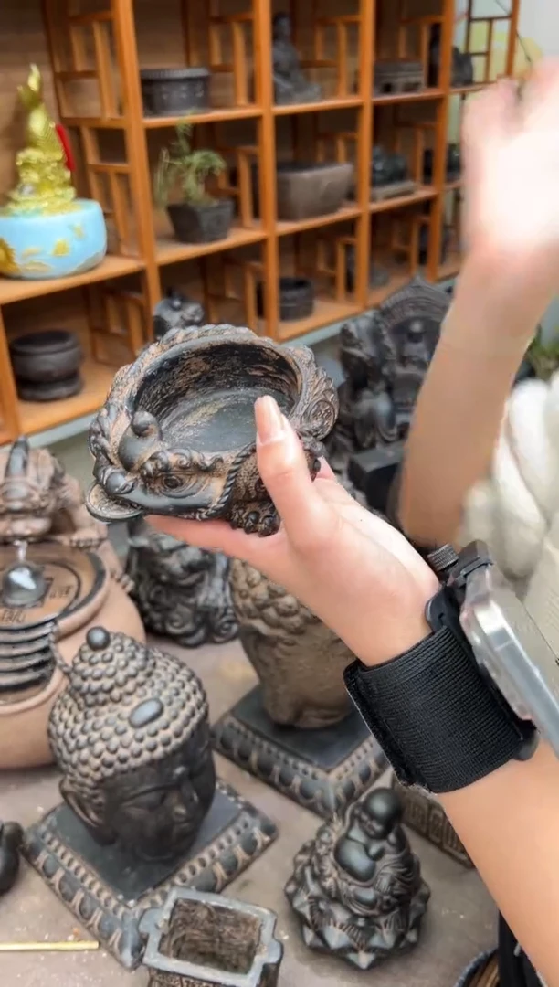 陶土【合成青石】金蟾盆