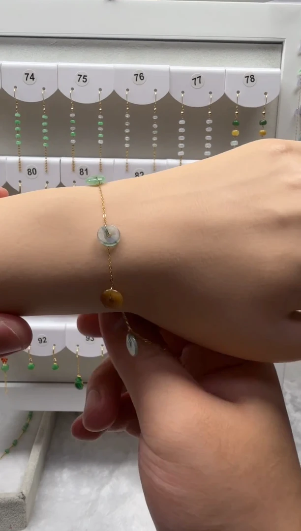 18K金镶嵌手链翡翠缅甸天然翡翠a货