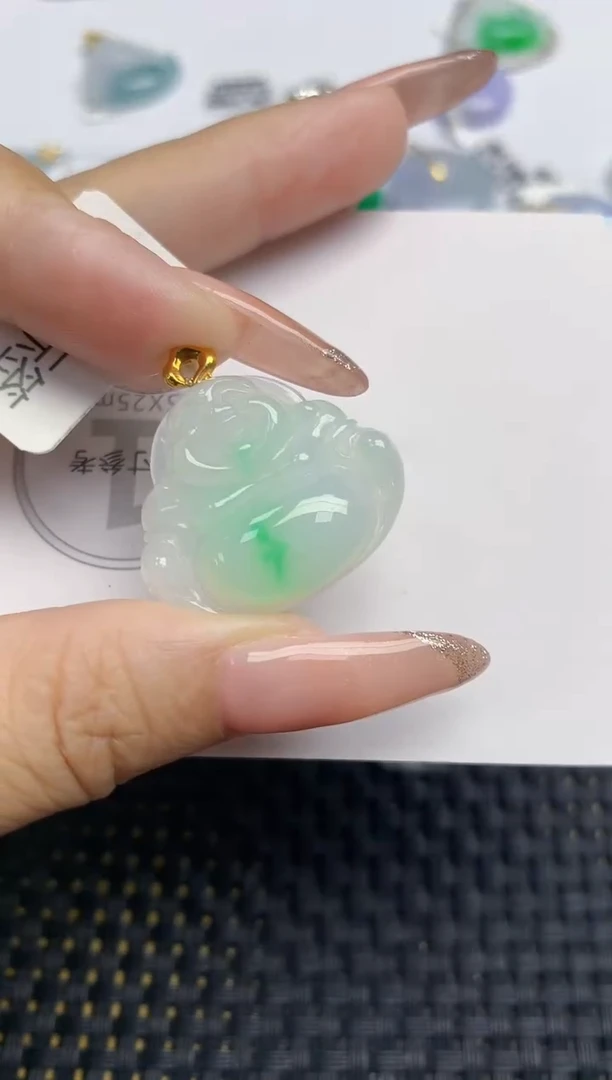 颈饰18K金镶嵌翡翠天然缅甸A货翡翠百元以上9元证书费自理