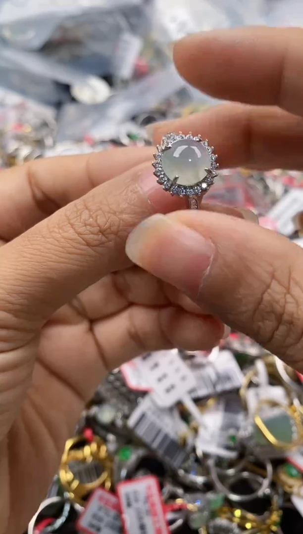 银S925镶嵌戒指翡翠666            1