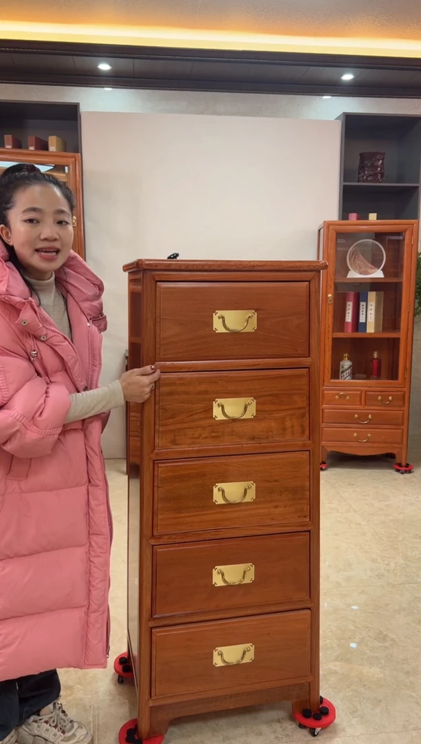 花梨木类端景台五斗高柜