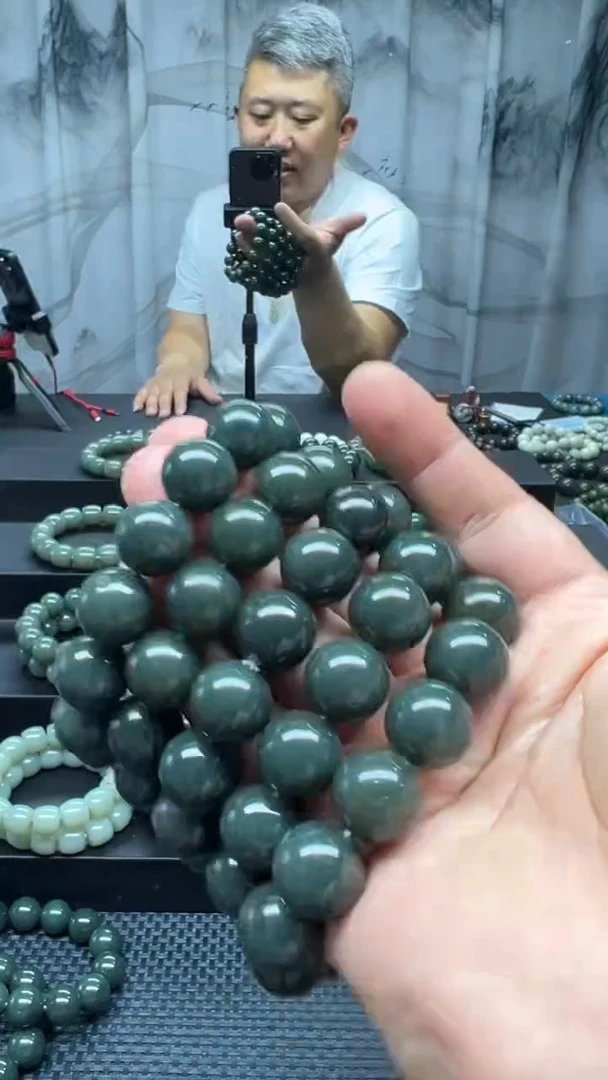 手串未镶嵌和田玉且末蓝卡16纯天然拍一发一