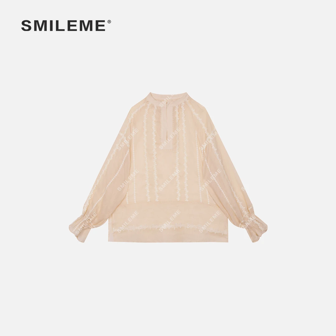 SMILEME【金颜】夏季气质定制款''100%苎麻’‘手工刺绣提花立体上衣