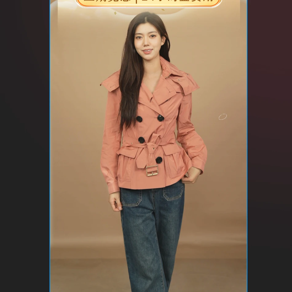 95新 BURBERRY/博柏利 麦殿/短款风衣175粉色/250918GXR5A07