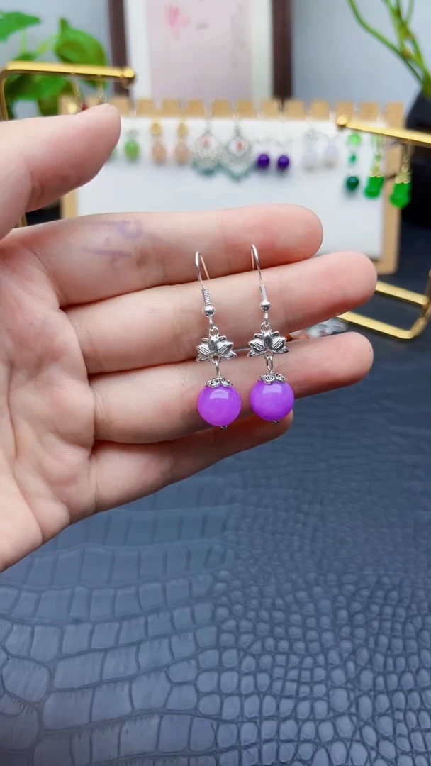 玛瑙/玉髓耳环银S925镶嵌000401