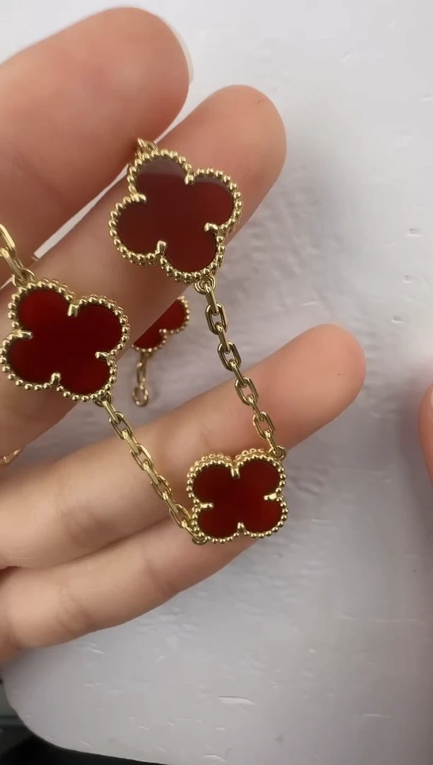 【闪购商品】玛瑙/玉髓手链18K金镶嵌红五花手链【高定版】