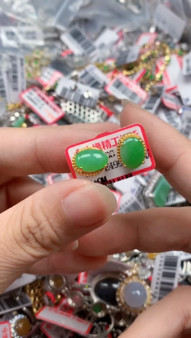 银S925镶嵌戒指翡翠天然A货缅甸翡翠