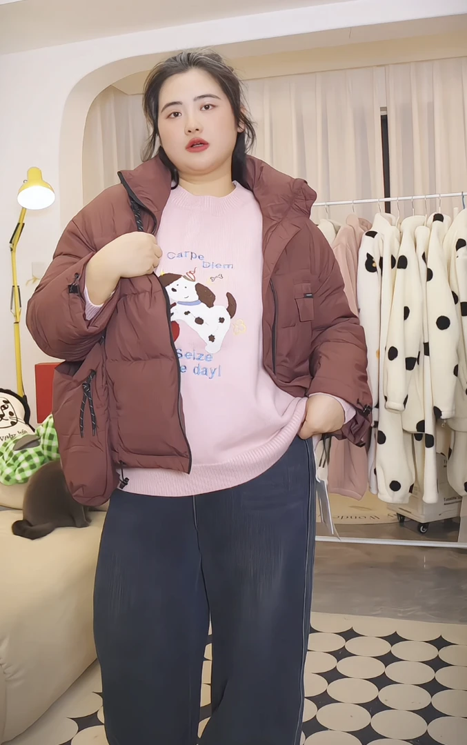 「潮牌设计羽绒服」送羽绒包简单设计大码羽绒服oversize均码