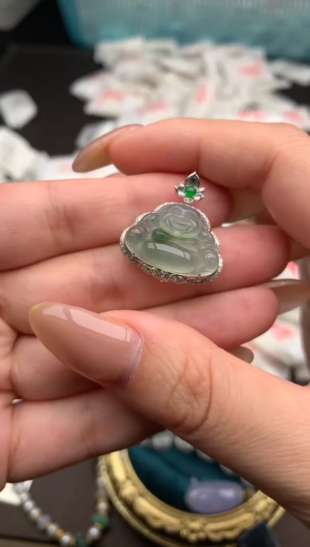 【闪购商品】翡翠挂件18K金镶嵌  一