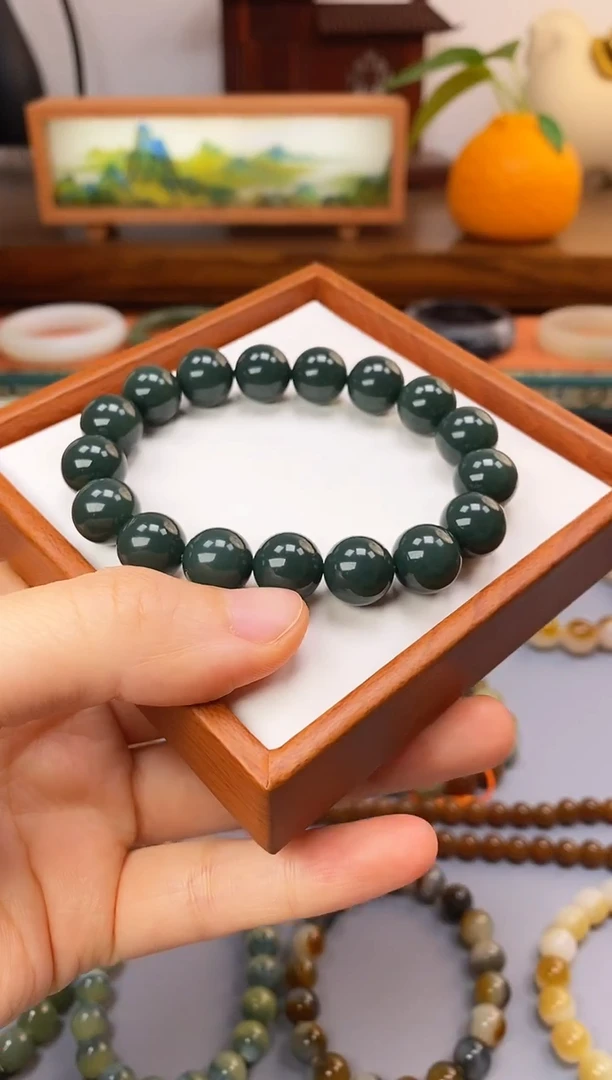 未镶嵌手串和田玉新疆青羊脂卡12爆油爆润蓝调单圈