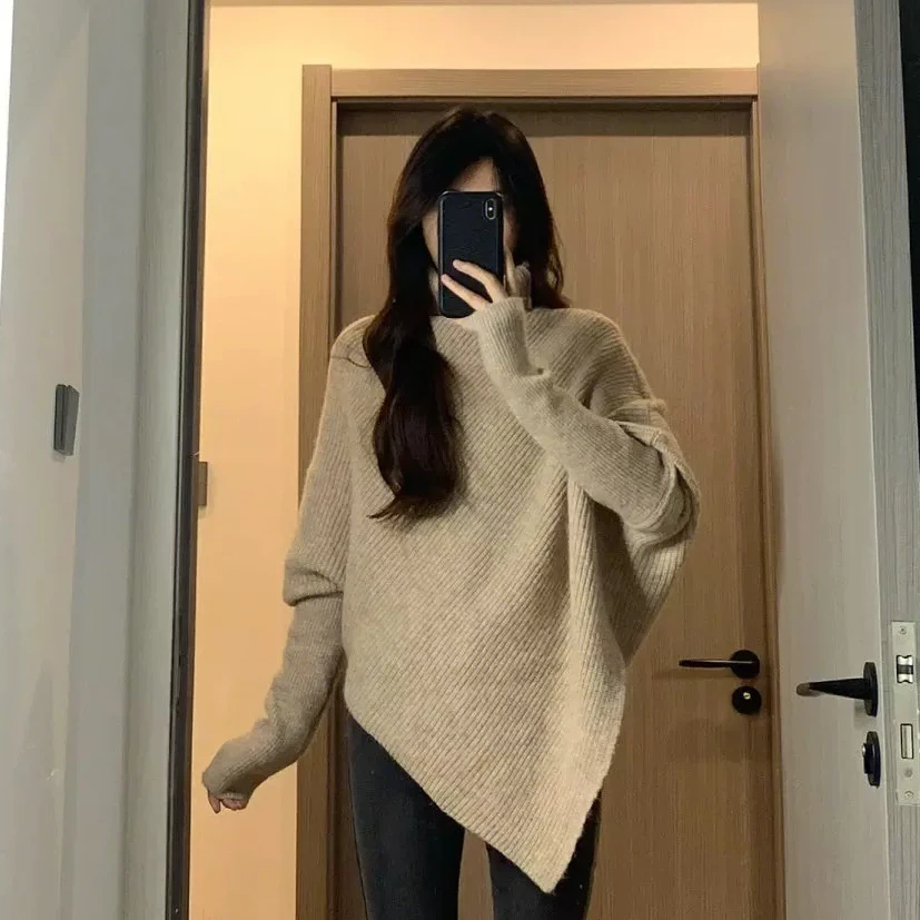 蝙蝠蝙蝠袖常规款针织女毛针织衫宽松网红毛衣上衣