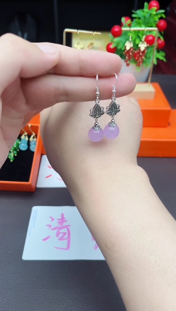 玛瑙/玉髓耳饰银S925镶嵌321000